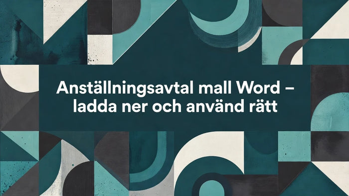 Professional header image for educational tutorial: Anställningsavtal mall Word – ladda ner och använd rätt