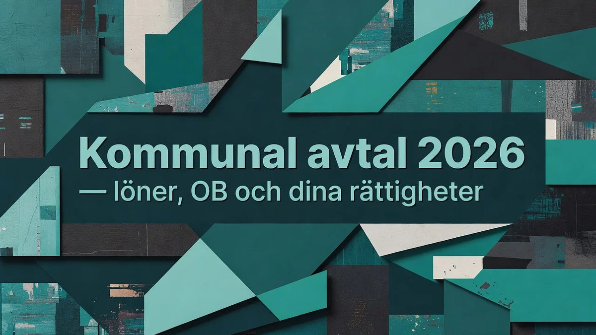 Professional header image for industry analysis: Kommunal avtal 2026 – löner, OB och dina rättigheter