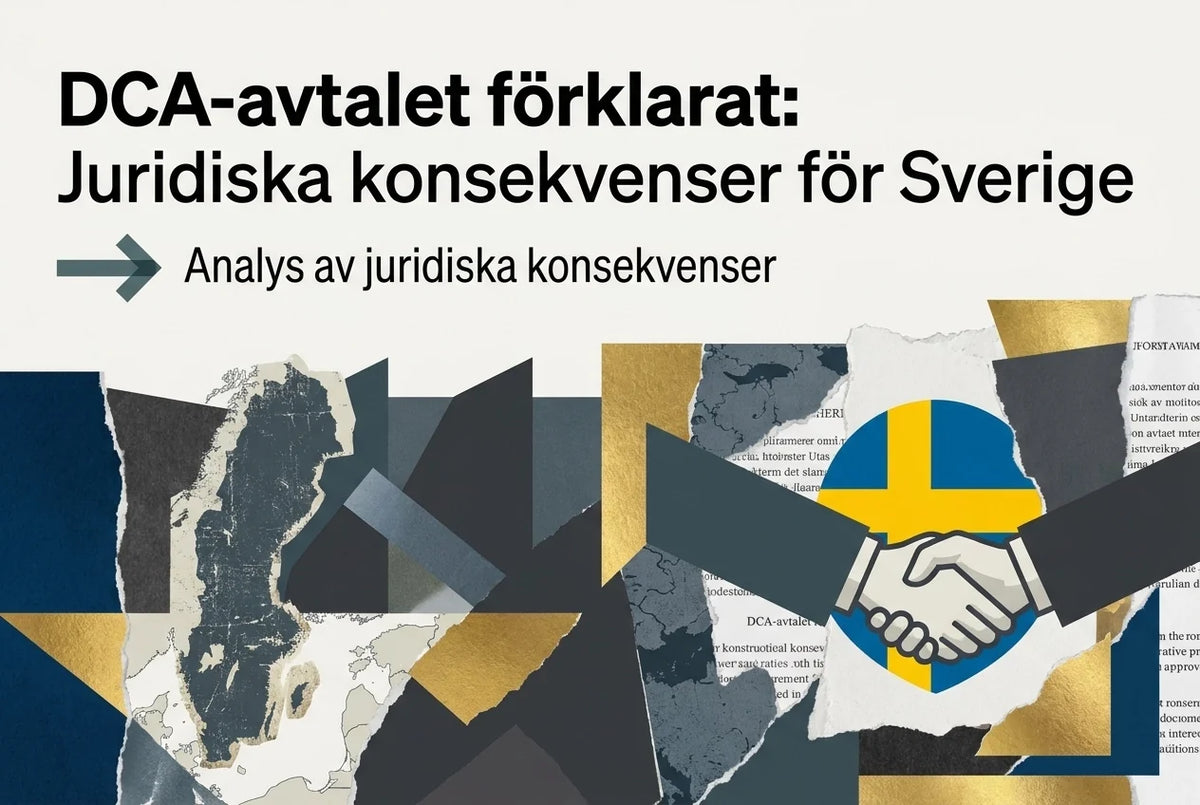 Professional header image for industry analysis: DCA-avtalet förklarat: Juridiska konsekvenser för Sverige